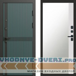 Входная дверь ГРАУНД Velutto Verde Бетон Зеркало фацет Белый софт